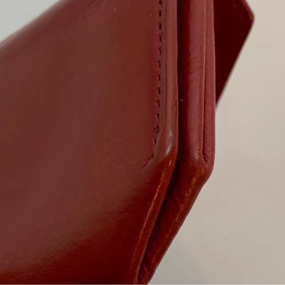 VTG Coach Red Leather Coin Pouch Geometric Envelope Expandable RESTORED 90s Y2K - Picture 9 of 16